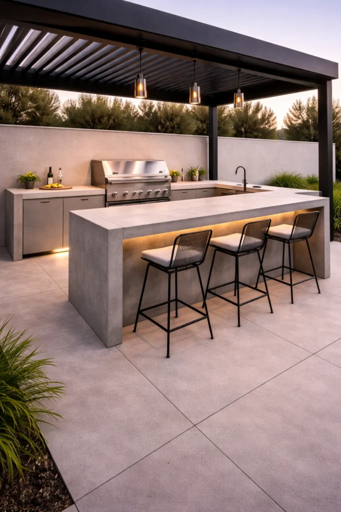 Concrete Modern Outdoor Kitchen Ideas