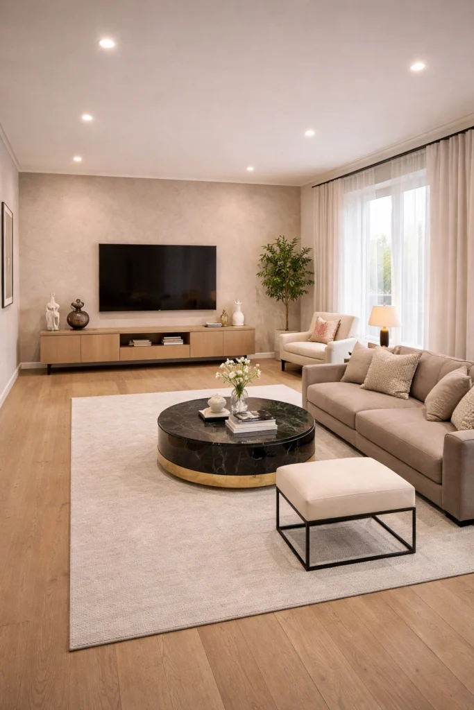 Contemporary Elegant Long Living Room Idea