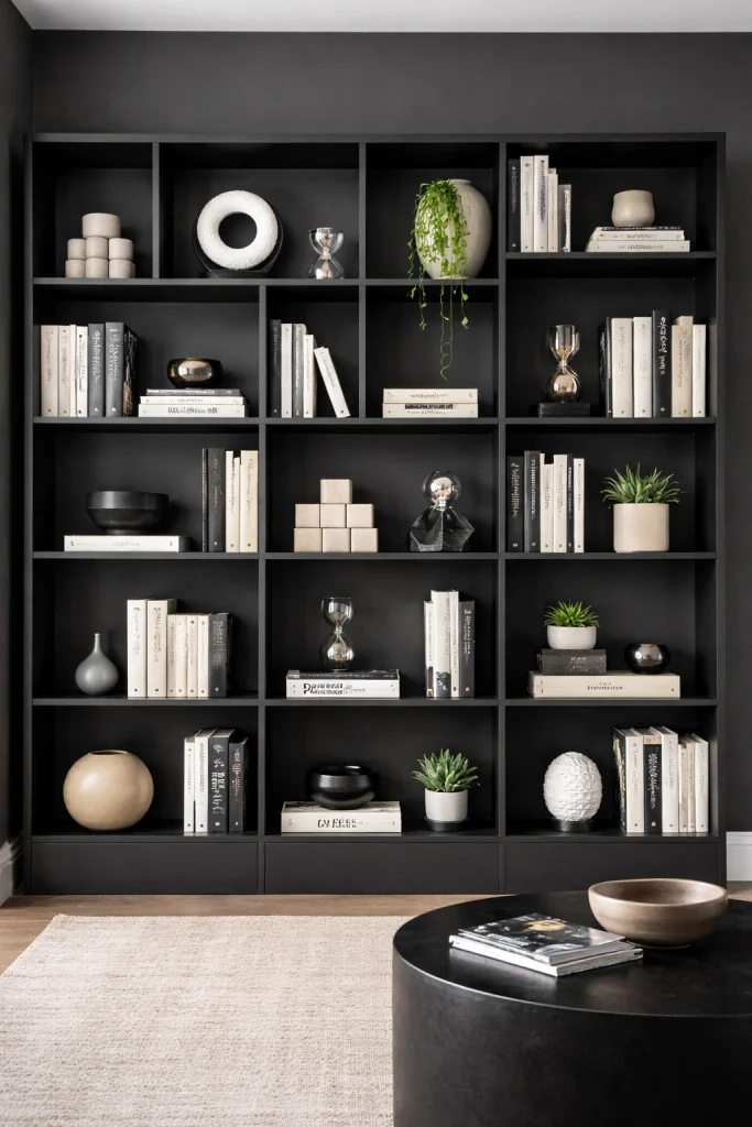 Contemporary Grid Style Bookshelf Wall