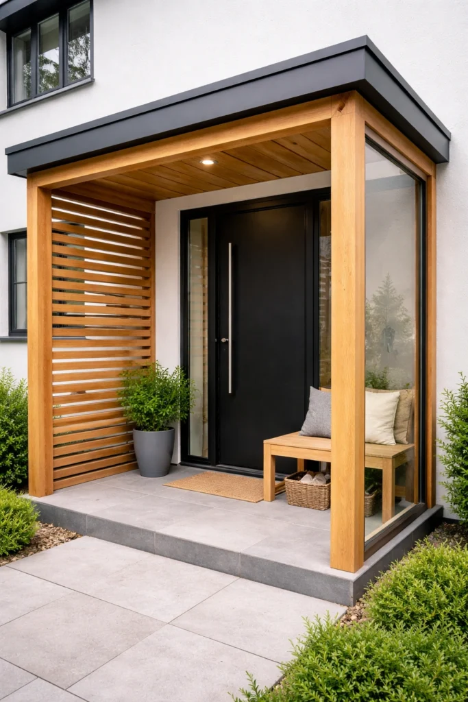 Contemporary Wood & Glass Porch Idea