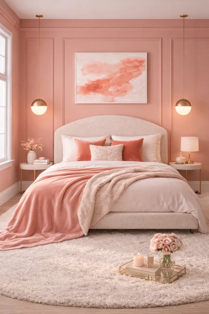 Coral Pink Chic Bedroom Style
