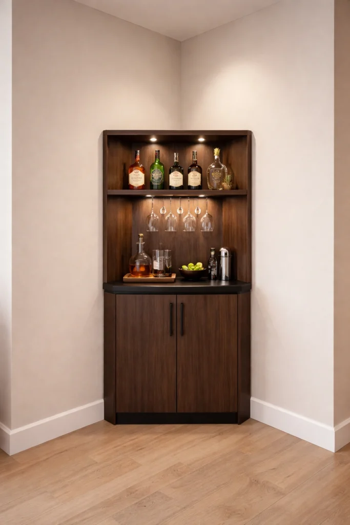 Corner Compact Bar Unit Idea