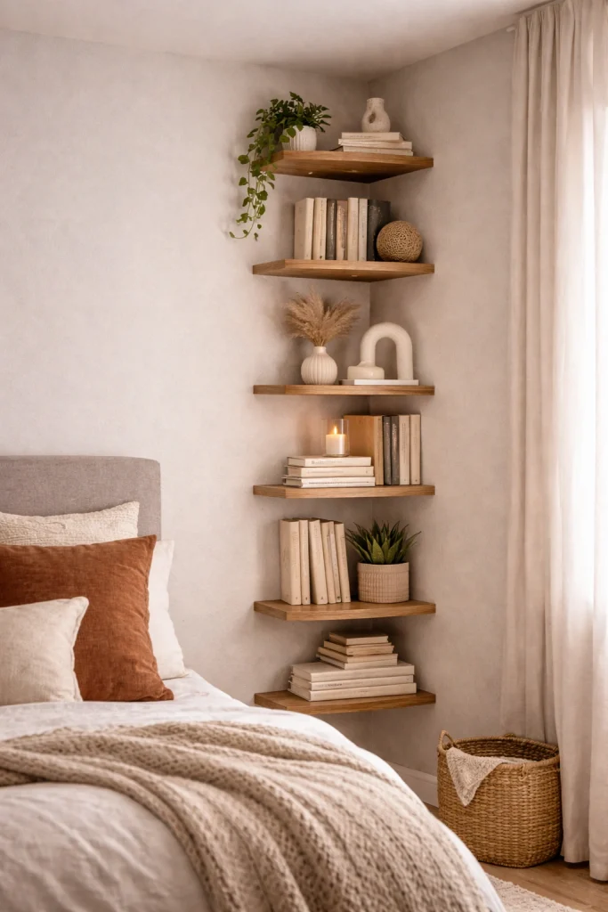 Corner Floating Shelf Tower Style