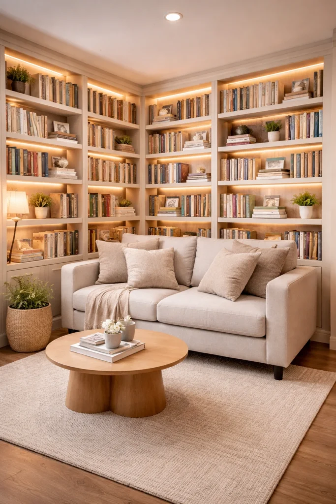 Corner Wrap Shelf Library Style