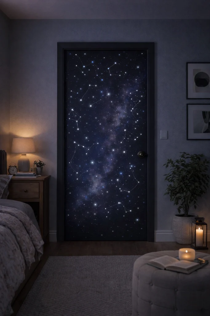 Cosmic Night Sky Door Style