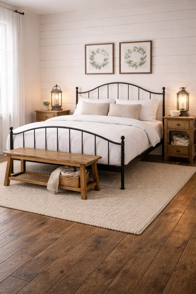 Cozy Farmhouse Metal Bed Style