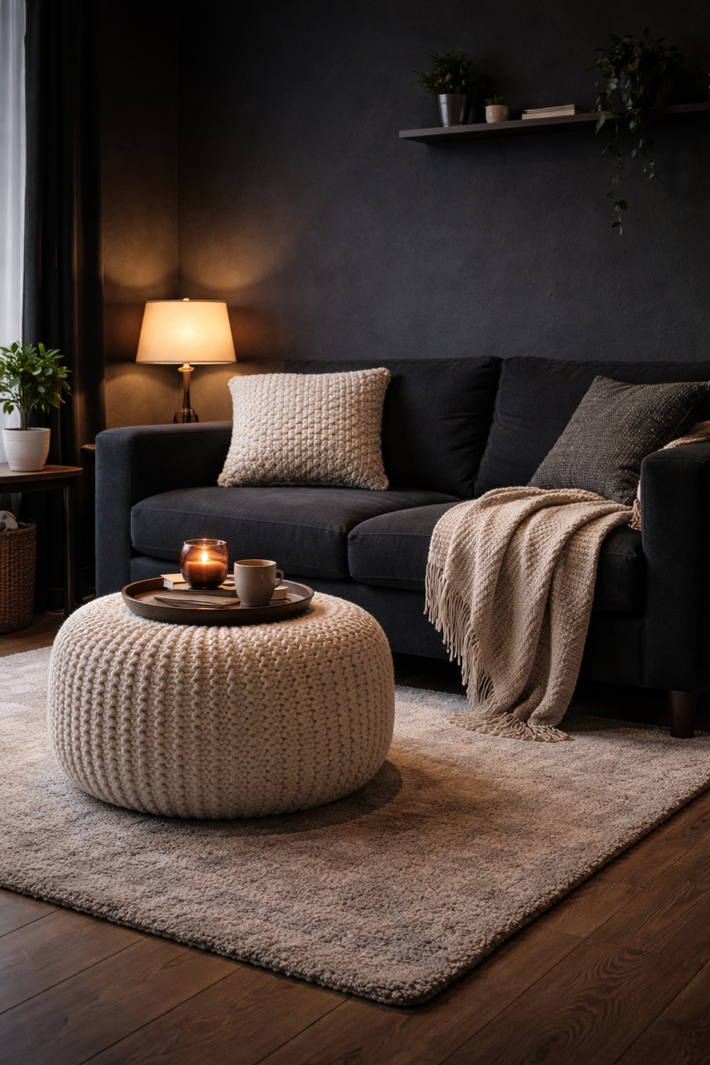 Cozy Small Black Living Room Idea
