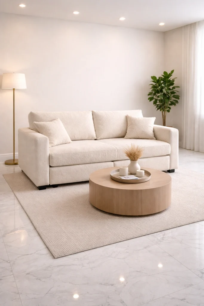 Cream Bouclé Sleeper Sofa Idea