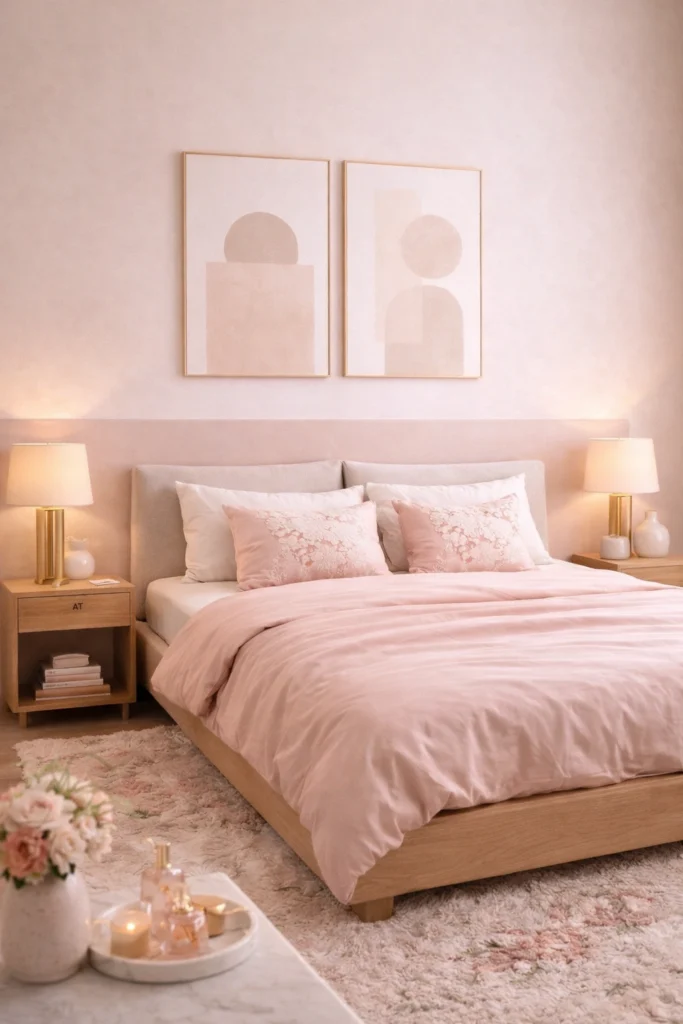 Cream and Pink Calm Bedroom Style