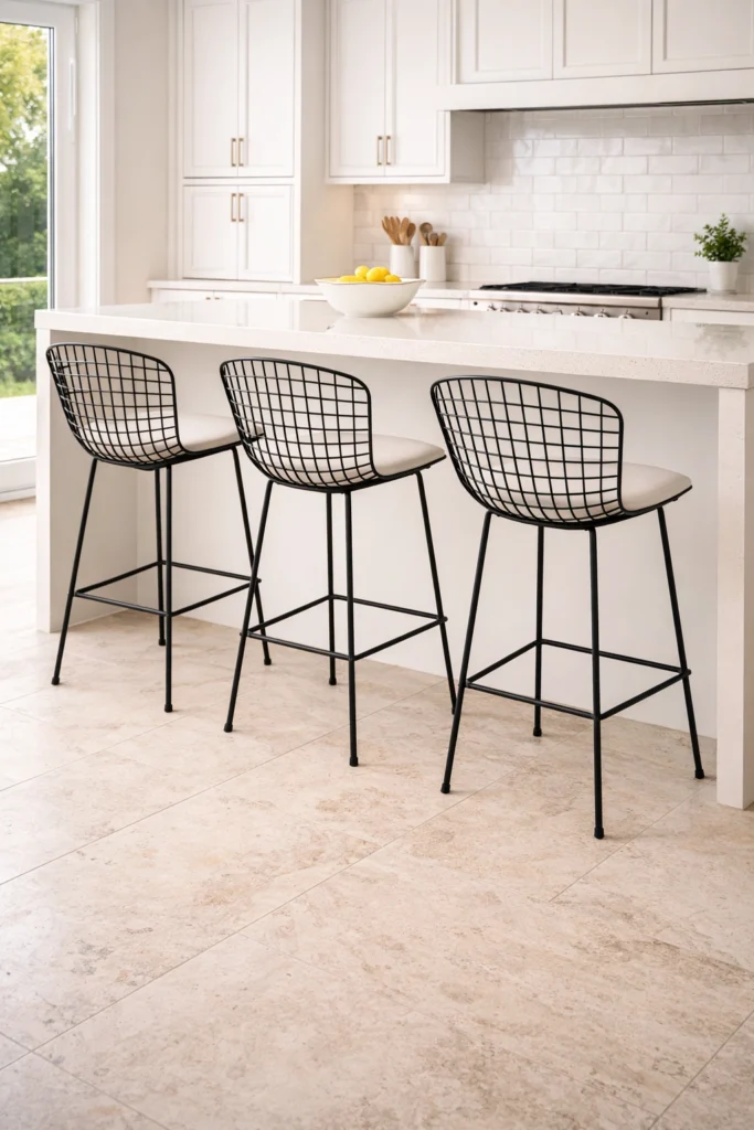 Curved Back Metal Wire Stools Idea