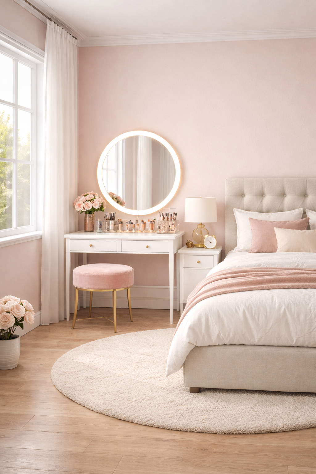 Cute Pink Vanity Bedroom Style