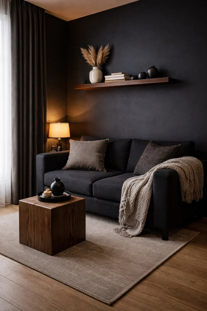 Dark Cozy Small Living Room Idea