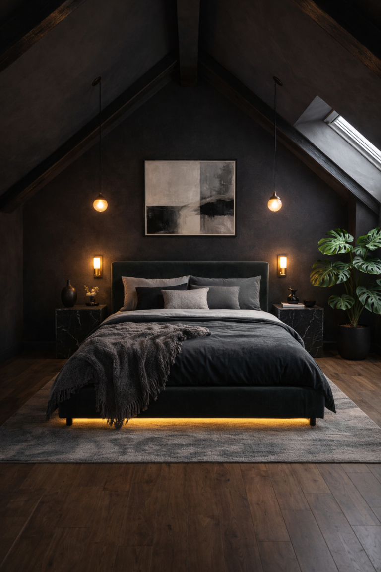 Dark Moody Attic Bedroom Style