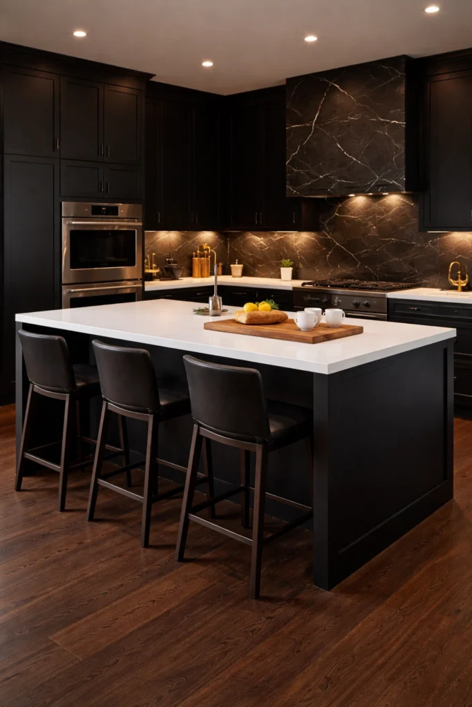 Dark Moody Black Kitchen Island Idea