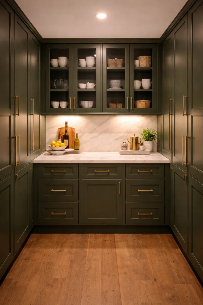 Deep Green Butler Pantry Style Kitchen Idea