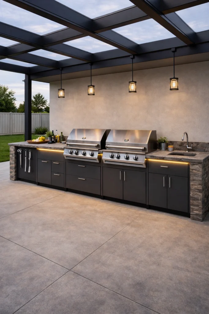 Double Grill Outdoor Kitchen Idea