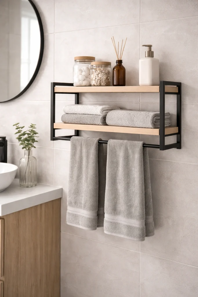 Double Layer Floating Shelf Rack Style