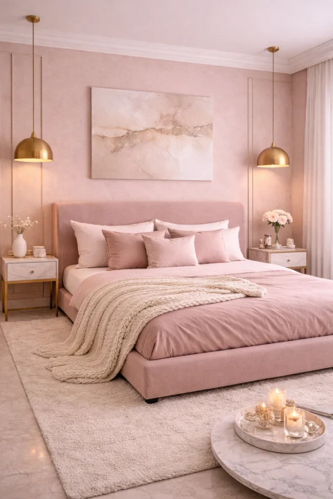 Dusty Pink Elegant Bedroom Style