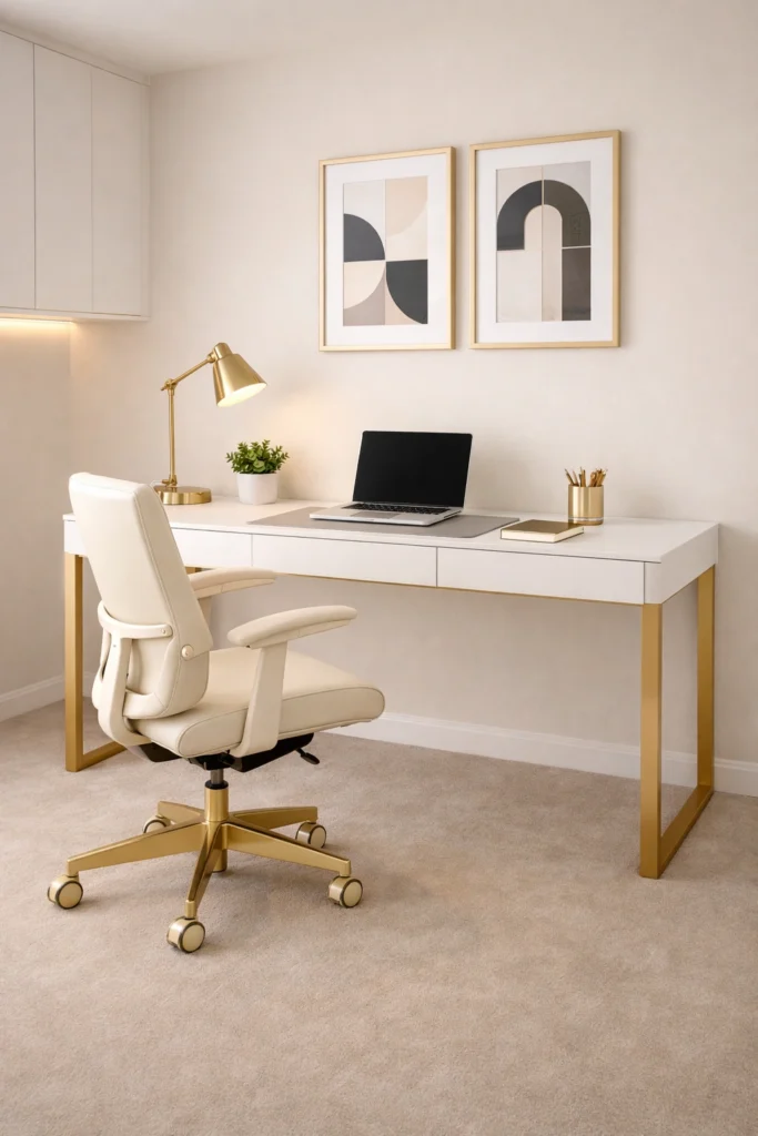 Elegant Gold Accent Home Office Idea