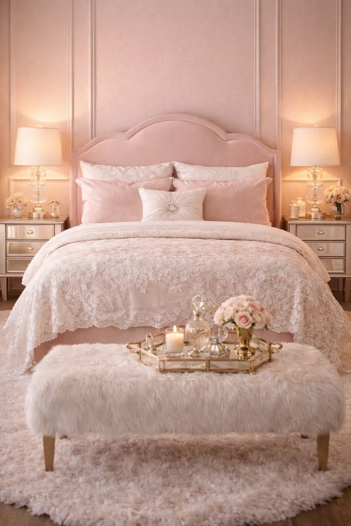 Elegant Powder Pink Bedroom Style