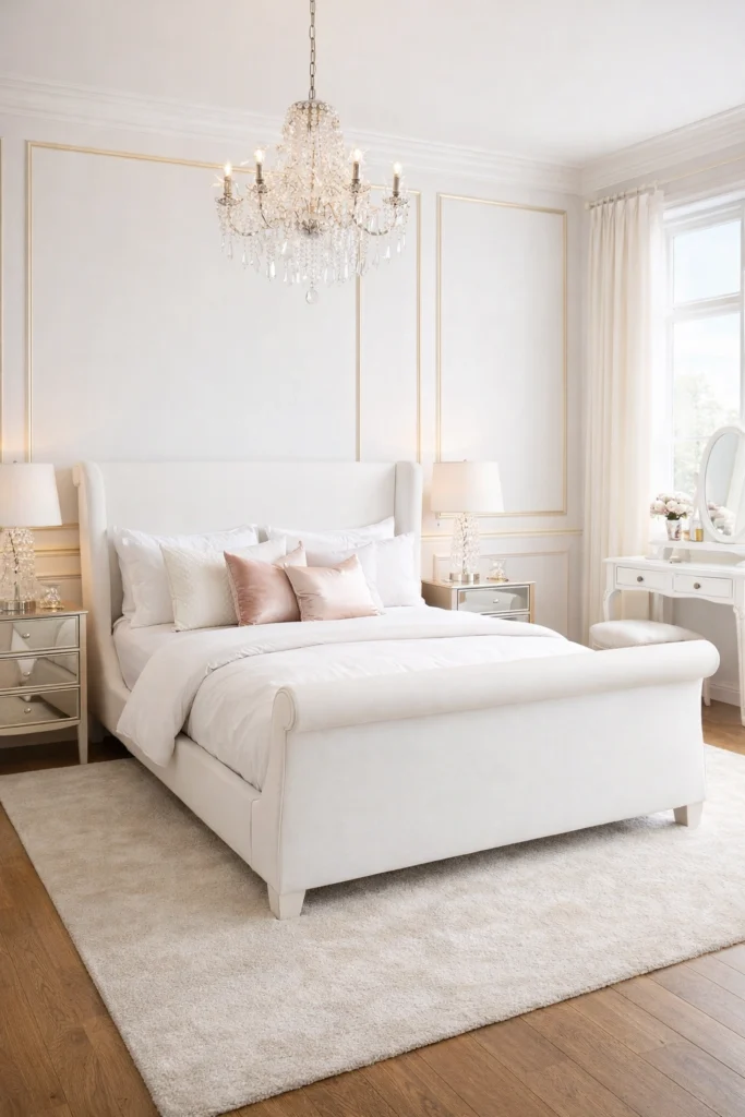 Elegant White Feminine Bedroom Style