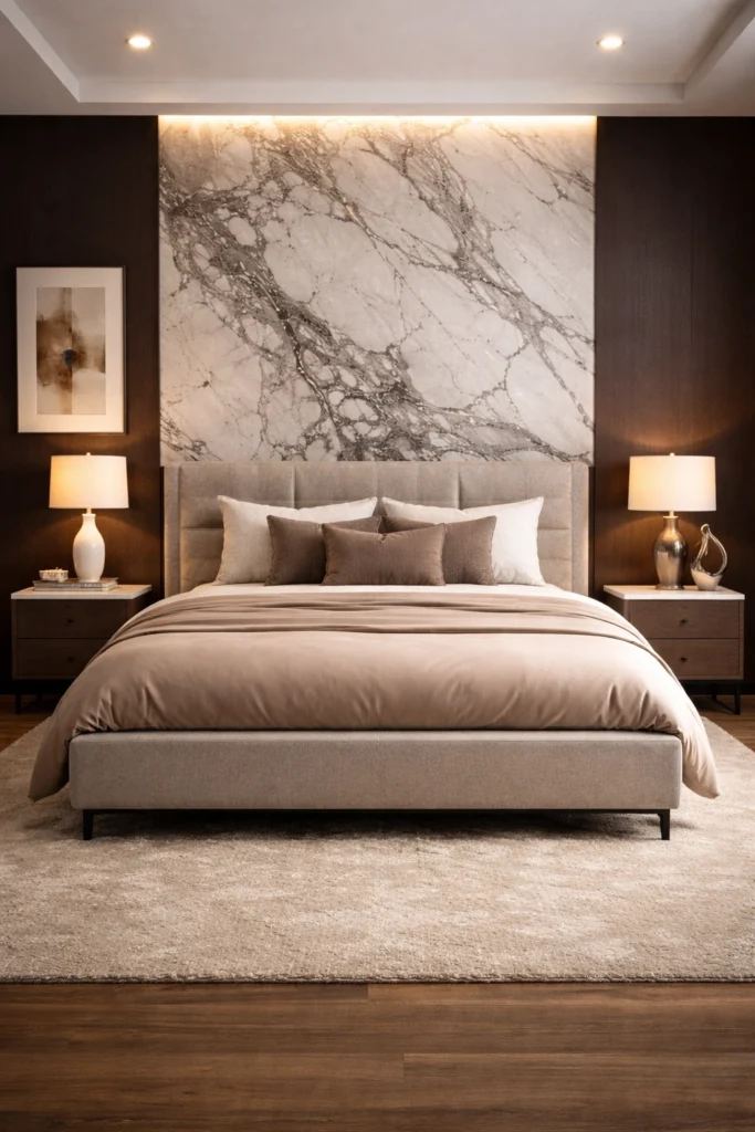 Espresso Marble Accent Bedroom Style