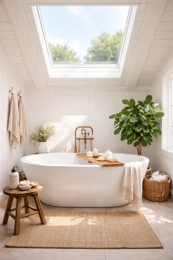 Farmhouse Bathroom With Skylight Style