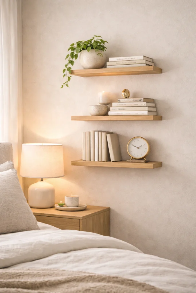 Floating Bedside Shelf Stack Style