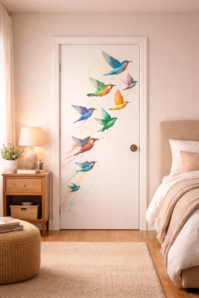 Floating Bird Mural Door Style