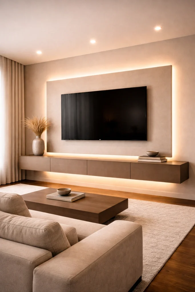 Floating Frame Luxury TV Wall Idea