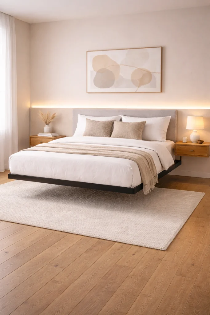 Floating Style Metal Bed Frame Style
