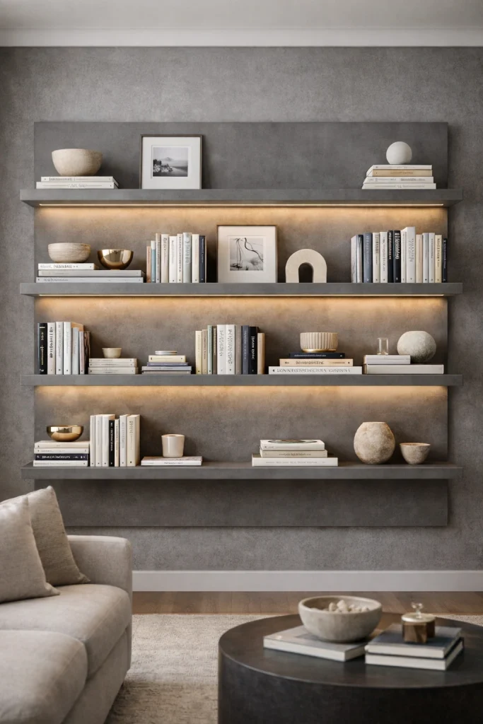 Floating Wall Panel Bookshelf Style