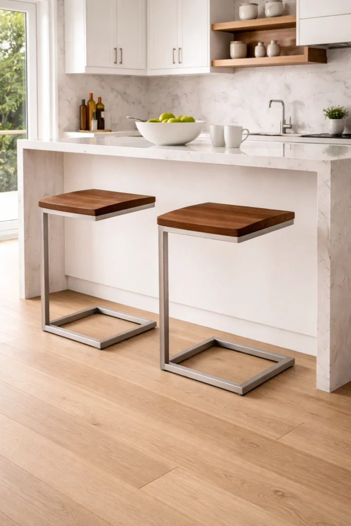Floating Wooden Cantilever Stools Idea