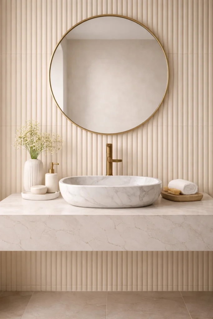 Fluted Ceramic Tile Accent Wall Style