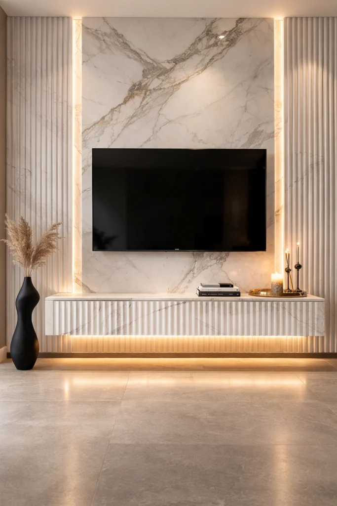 Fluted Marble Luxe Console Style