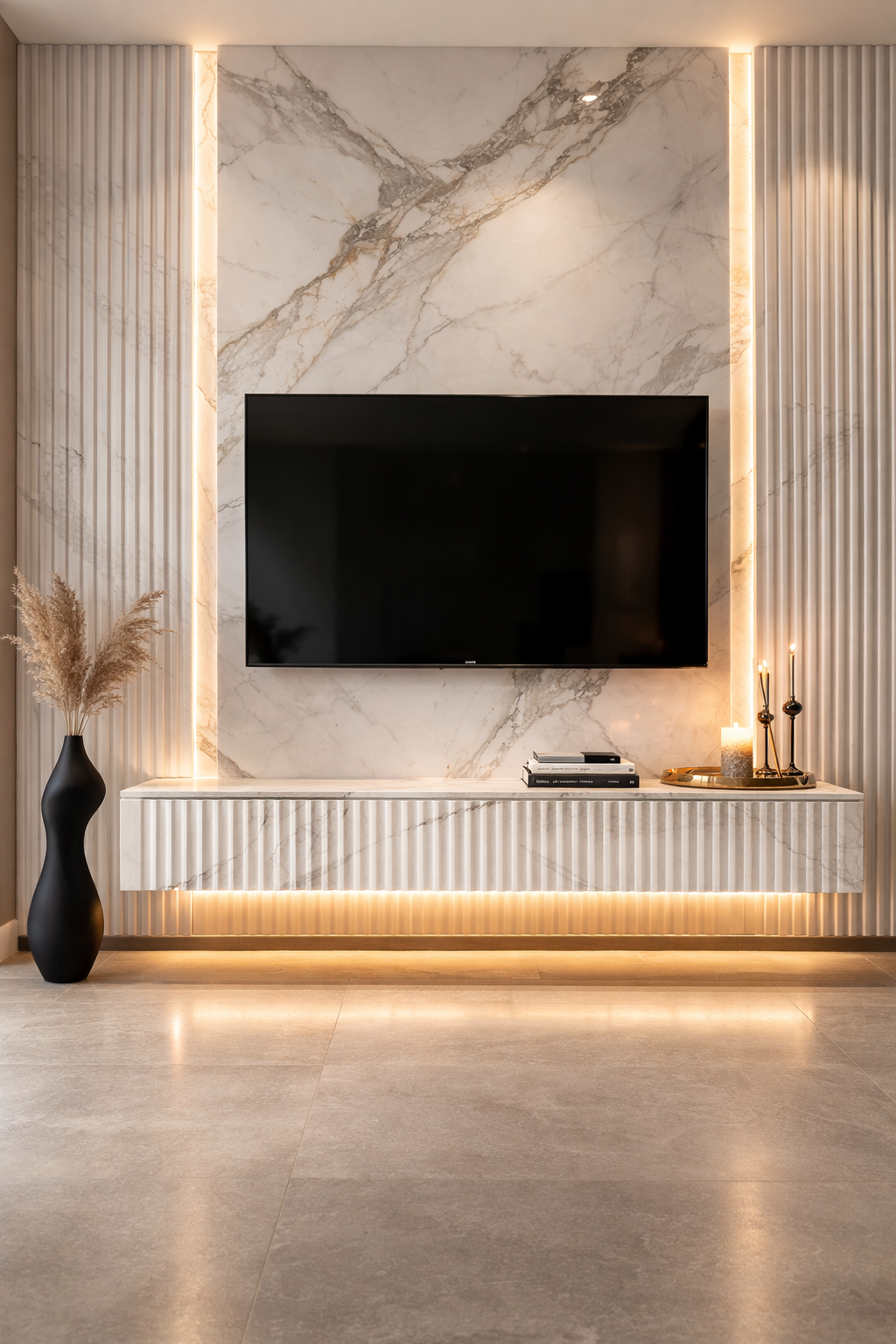 Fluted Marble Luxe Console Style