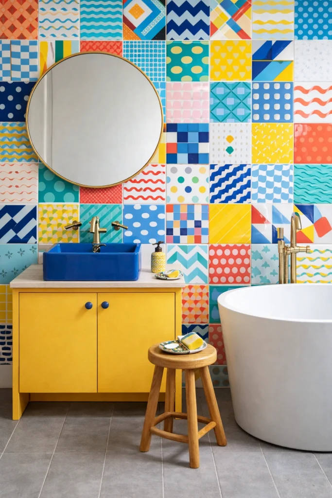 Funky Tile Mix Bathroom Style
