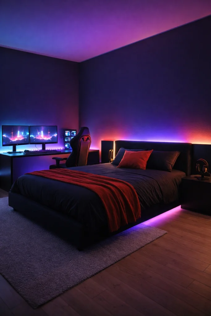 Gaming Neon Bedroom Idea