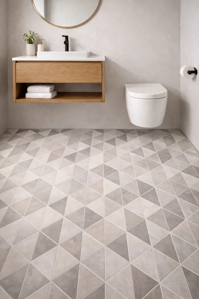Geometric Diamond Pattern Floor Tiles Style
