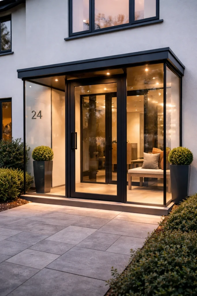 Glass Box Contemporary Porch Idea