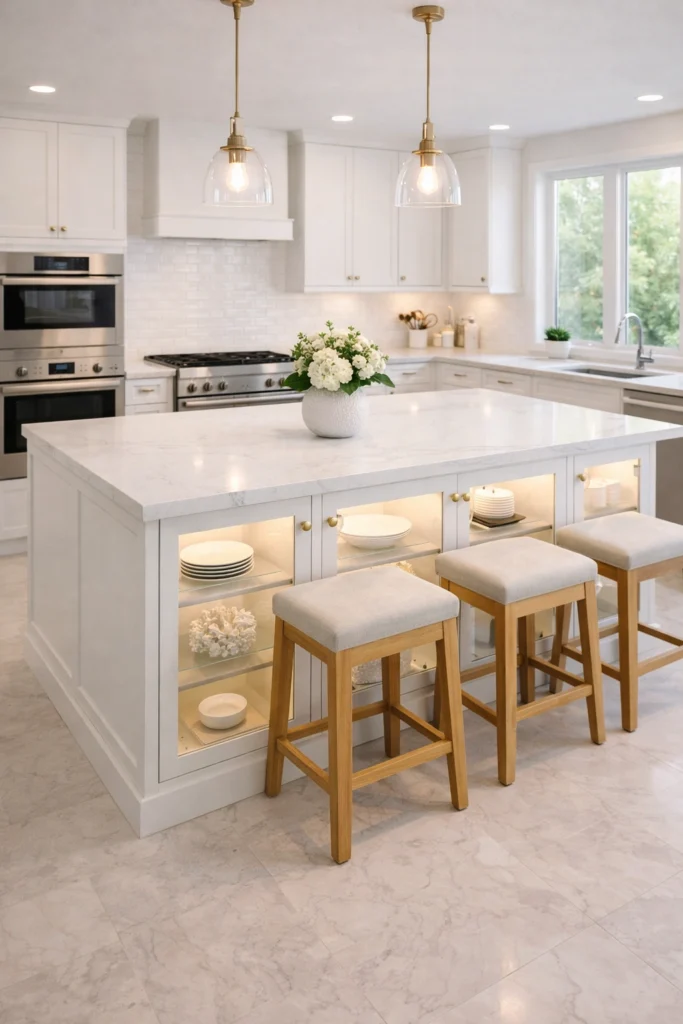 Glass Display Kitchen Island Idea