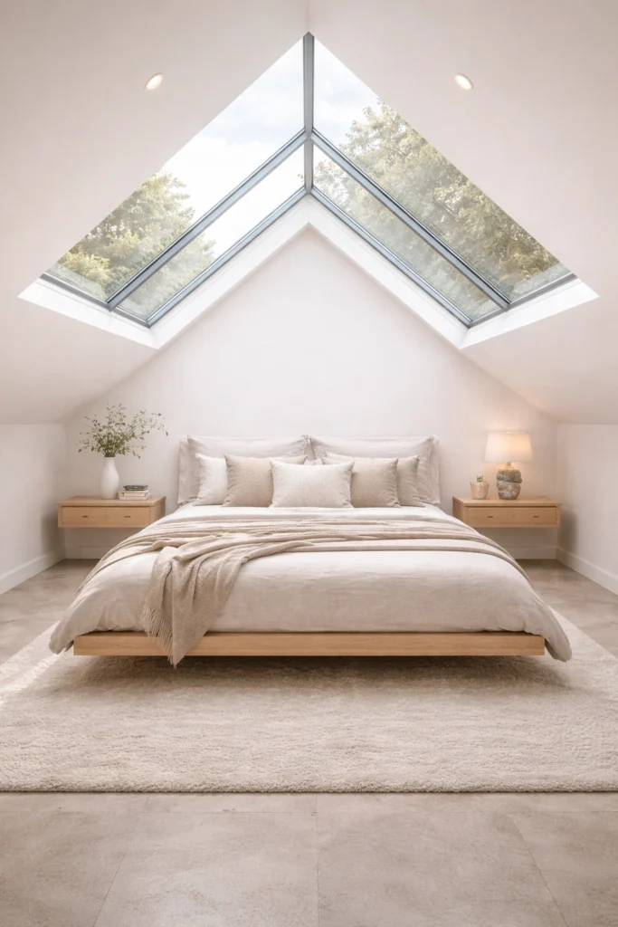 Glass Skylight Attic Bedroom Style