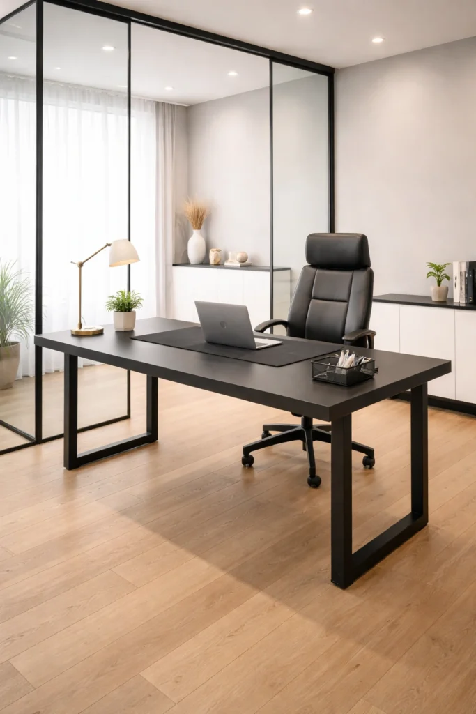 Glass Wall Executive Home Office Idea
