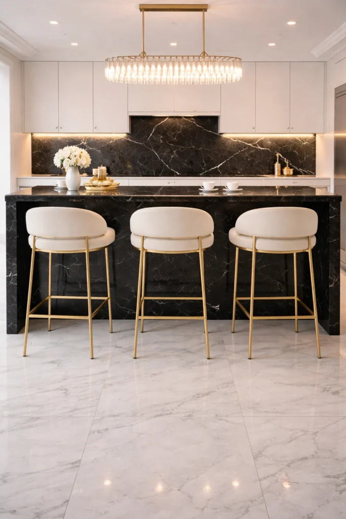Gold Frame Luxe Upholstered Stools Idea