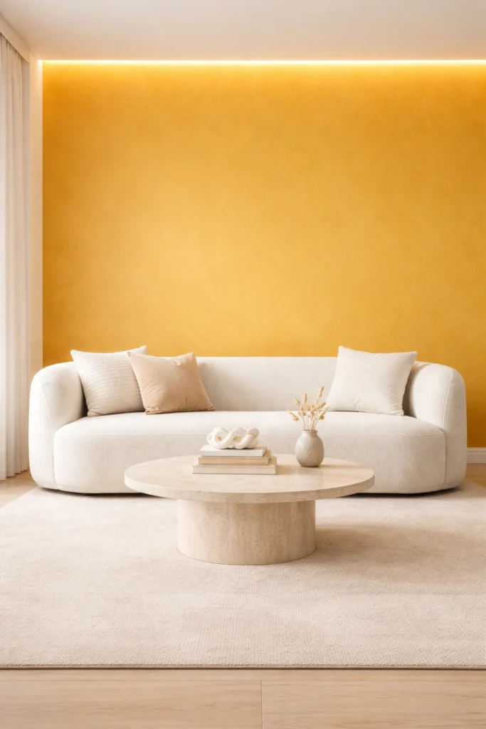 Golden Yellow Statement Wall Idea
