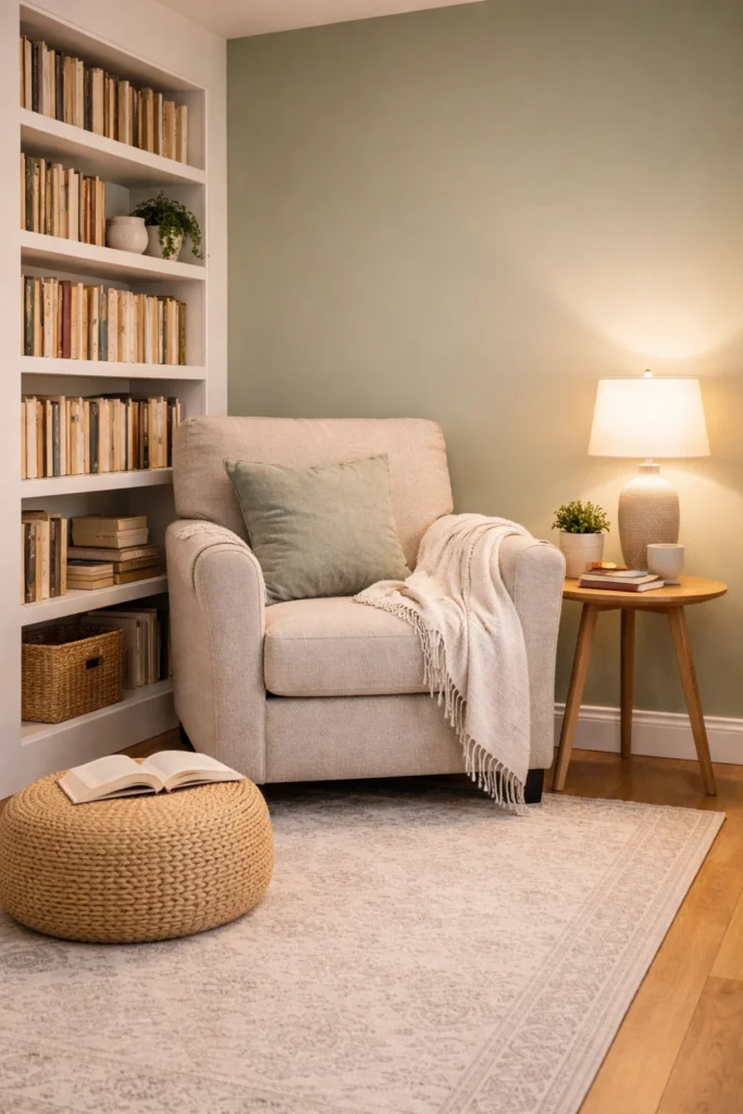 Green Accent Calm Library Style