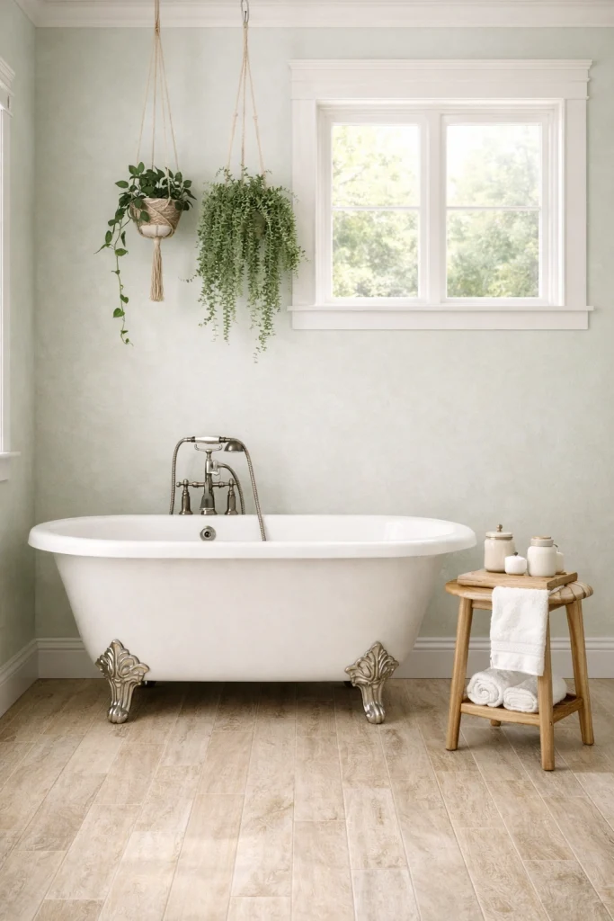 Green Botanical Farmhouse Bathroom Style