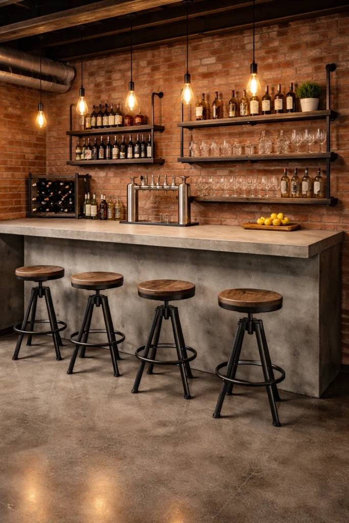 Industrial Loft Basement Bar Style