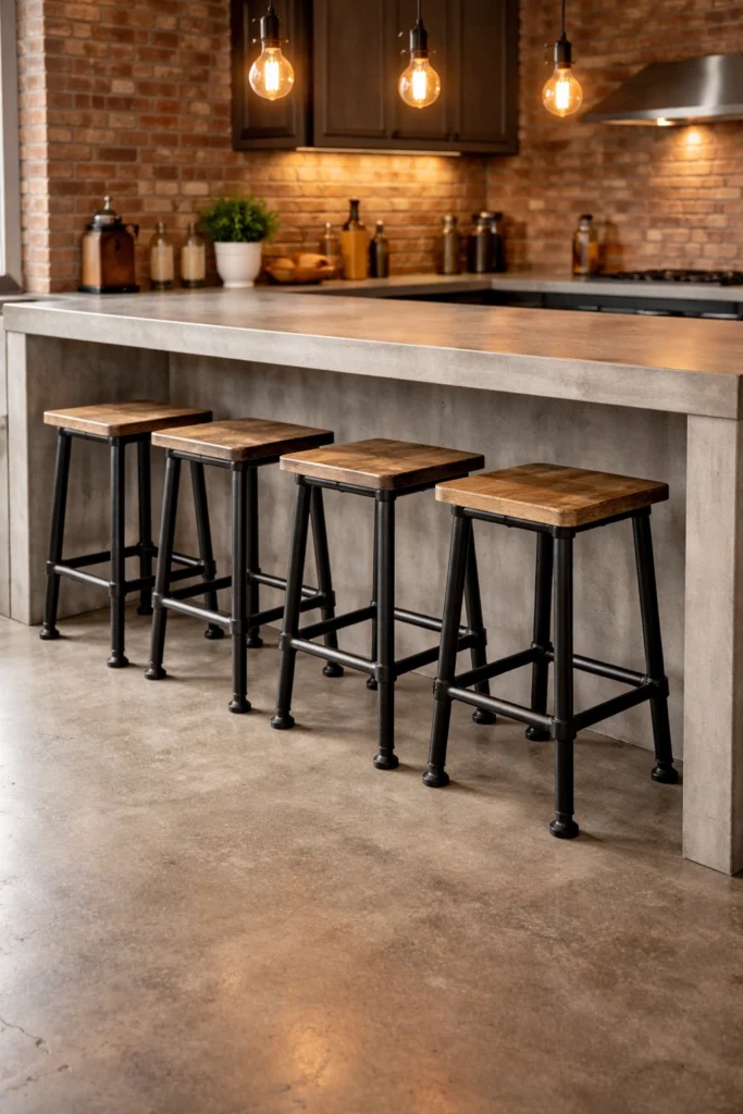 Industrial Pipe Frame Wooden Seat Stool Idea