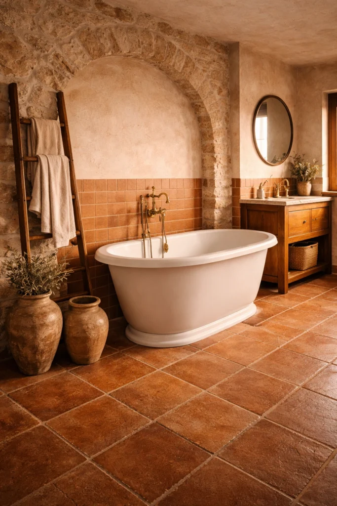 Italian Terracotta Rustic Bathroom Idea